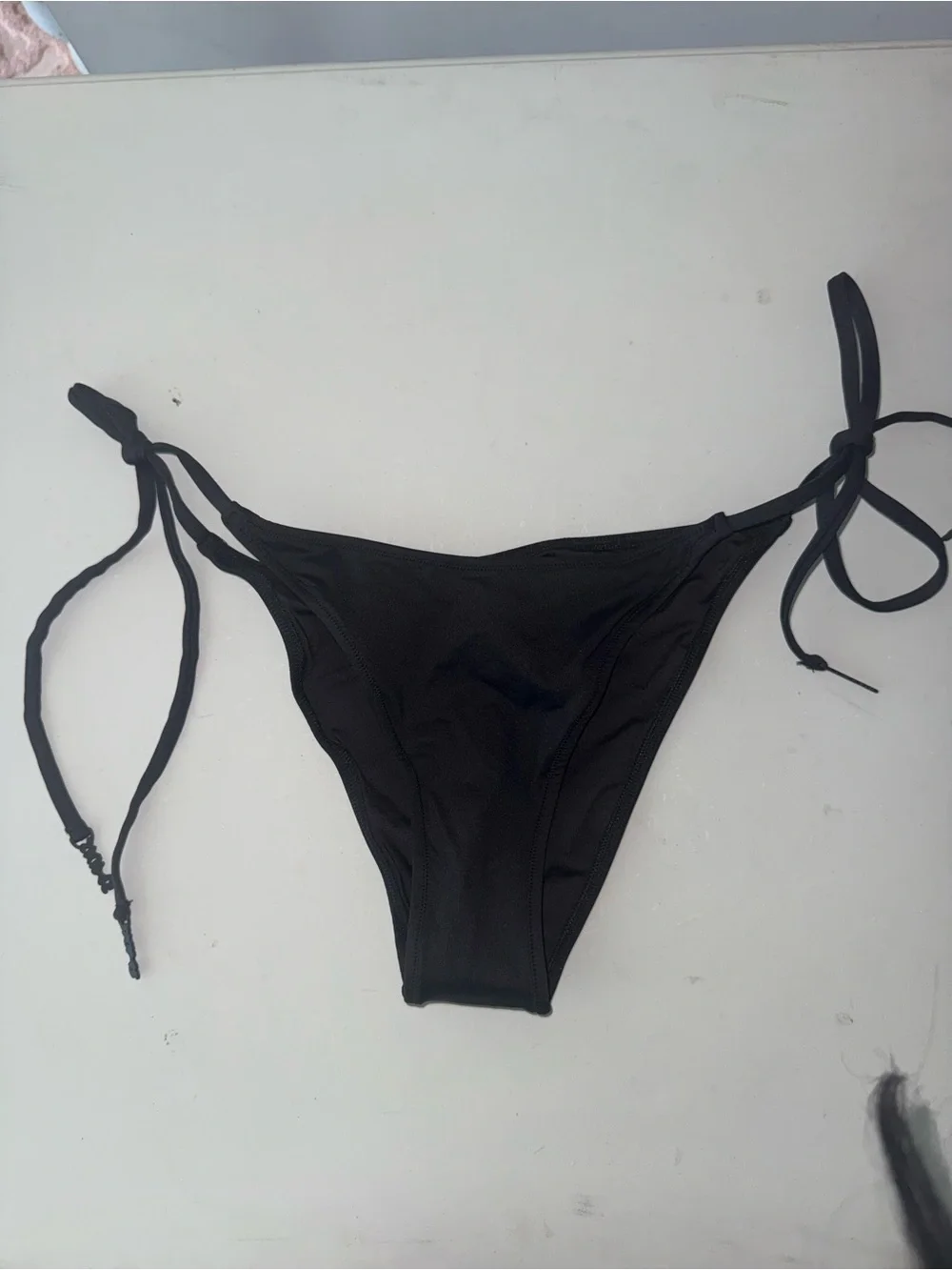Skims Signature Swim Dipped Tie Bikini Bottom Onyx Medium